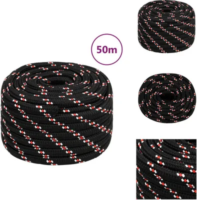 Imagen del producto de vidaXL Cuerda para botas, negra, 20 mm, 50 m, polipropileno - Cuerdas