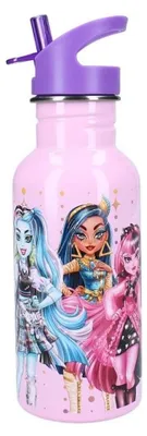 Image de Bouteille d'eau en acier inoxydable pour enfants, 500 ml, avec paille