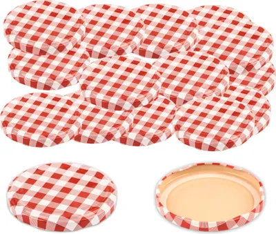 Produktbild von 50x Schraubdeckel To 82mm Rot-Weiß kariert Ersatzdeckel für Einmachgläser Schraubverschluss für Past : Rot