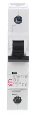 Obrázek produktu pro Jistič 1P, typ B, 2A, 10kA, AC, ETIMAT10, číslo produktu 002121710