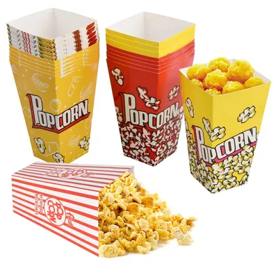 Popcorndosen 30er-Set, Karton, ölbeständig, mehrfarbig, 28oz, faltbar