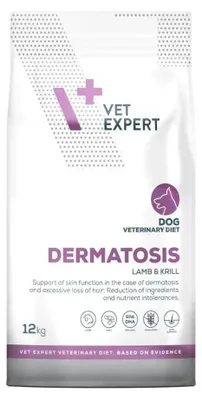 Produktbild von VetExpert Veterinary Diet Dermatosis Lamm & Krill 12kg Tierärztliches Trockenfutter für Hunde mit Hautproblemen