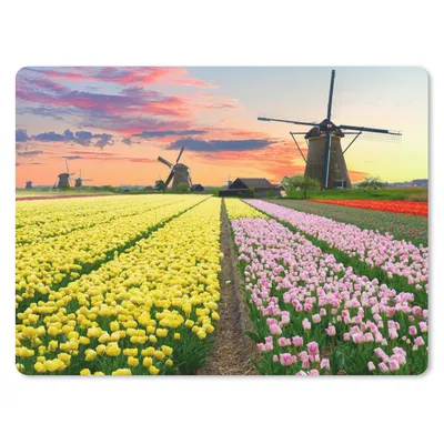Produktbild von MuchoWow® Mauspad Mousepad Windmühle - Tulpen - Blumen - Niederlande 23x19 cm - Mousepads - Maus Mat - Pad - Mausunterlage - Schreibtischunterlage - Mauspad