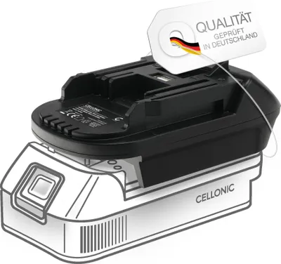 Produktbild von CELLONIC Akku-Adapter kompatibel mit DeWalt / Milwaukee 18V-20V - DM18M Konverter kompatibel mit Makita 18V Werkzeuge