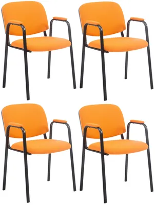 Produktbild von CLP 4er Set Stapelstühle Ken Pro Stoffbezug gepolstert mit Armlehnen bis 150 kg orange
