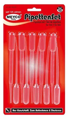 Pipetten-Set, 10 Stück, Kunststoff, 5x1 ml + 5x3 ml