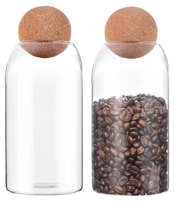 2er-Set Glasvorratsgläser 800 ml mit Korkkugel luftdicht