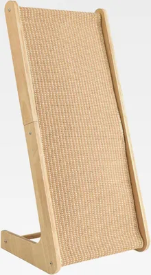 Produktbild von Sisal Kratzbrett für Katzen, Vertikales L-förmiges Kratzbrett mit 110° geneigter Rampe, Stabiler Buchenholz- und Sisal-Kratzpfosten, Katzenmöbel zum Spielen und Entspannen für alle Katzen
