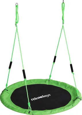 Produktbild von Relaxdays Nestschaukel, runde Hängeschaukel Schaumstoffgriffe, Kinder, verstellbar, outdoor, Ø: 120 cm, bis 100 kg, grün