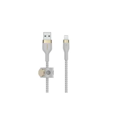 Productafbeelding van Belkin Flex Lightning/USB-A kabel, 3 meter, met Apple MFi-certificering, wit. Modelnummer: CAA010bt3MWH