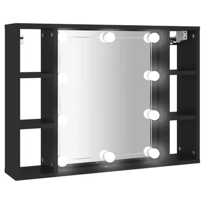 Obrázek produktu pro Zrcadlová skříňka s LED černá 76 x 15 x 55 cm