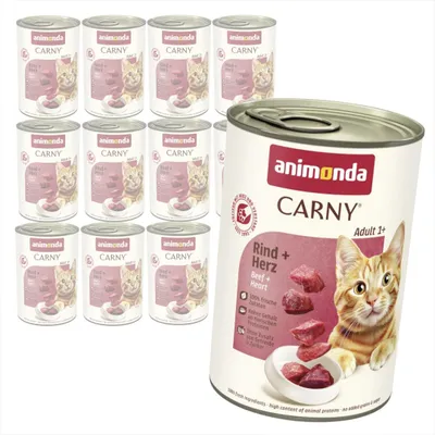 Zdjęcie produktu dla Animonda Carny Adult 12x400g Mokra Karma Dla Kota z Wołowiną i Sercami