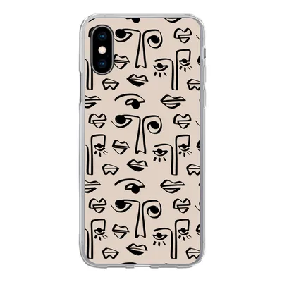 Produktbild von MuchoWow® Handyhülle Schutzhülle Hülle für iPhone X Muster - Lippen - Strichzeichnungen Silikon Softcase Handy Hülle - Handyhülle
