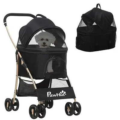 Imagen del producto de Carrito para perros 2 en 1, tipo buggy, plegable, para perros pequeños de hasta 10 kg, color