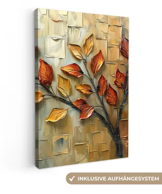 Produktbild von Leinwand Bilder 80x120 cm - Lebensbaum - Abstrakt - Natur - Kunst, Bilder, Wanddeko Wohnzimmer