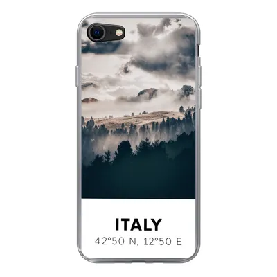 Produktbild von MuchoWow® Handyhülle Schutzhülle Hülle für iPhone 8 Italien - Nebel - Wald - Baum Silikon Softcase Handy Hülle - Schutzhaube