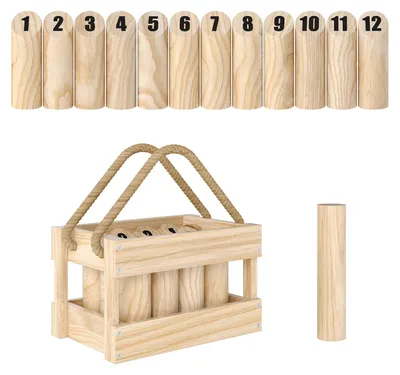Produktbild von SPORTNOW Wikingerspiel Wurfspiel Holz Kubb Wikingerspiel mit 12 Skittles 1 Stock