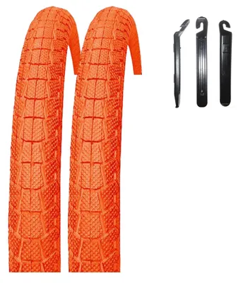 Immagine prodotto di 2 pneumatici Kenda K-907 Krackpot per biciclette BMX, misura 20 x 1,95 (50-406), colore arancione, inclusi leva pneumatici