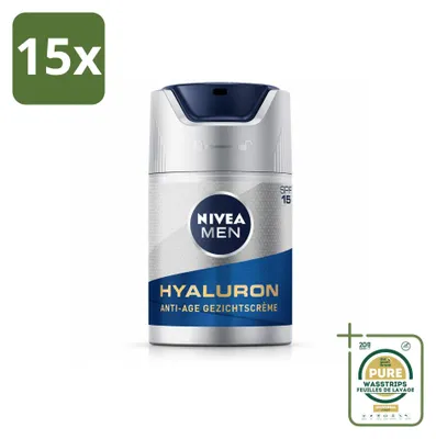 Productafbeelding van 15 x NIVEA MEN Anti-Aging gezichtscrème met SPF 15 - 50 ml - Voorraadverpakking - 15 stuks