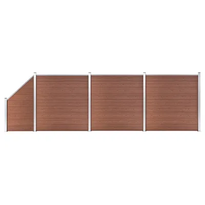 Zdjęcie produktu dla Maison Exclusive – zestaw ogrodzeniowy z WPC: 3 elementy kwadratowe + 1 element skośny, 619 x 186 cm, brązowy