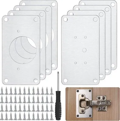 Produktbild von Famanu Reparaturplatten für Schrankbeschläge - 8 Stück, Edelstahl