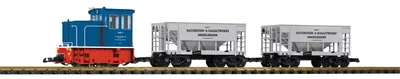 Produktbild von Piko G-Start Set Werkbahn Diesellok GE 25T mit 2 Schüttgutwagen 230V 37151