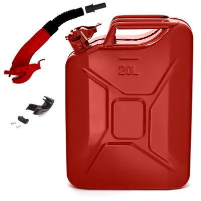 Produktbild von Oxid7® by BW Kraftstoffkanister Metall Benzinkanister 20 Liter mit Ausgießer - Rot RAL 3000 - UN-Zulassung - Hergestellt in Europa