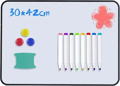 Produktbild von Magnetisches Whiteboard A3, Doppelseitig, Trocken abwischbar, Inklusive Stifte, Radierer und Magnete, 42 x 30