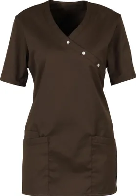 Produktbild von beb MEDIZIN/PFLEGE Damen KASACK Kurzarm V-Neck Baumwollmix Braun M