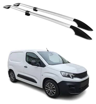 Image de Barres de toit longitudinales pour Peugeot Partner 2018-2025 L1 Aluminium Gris