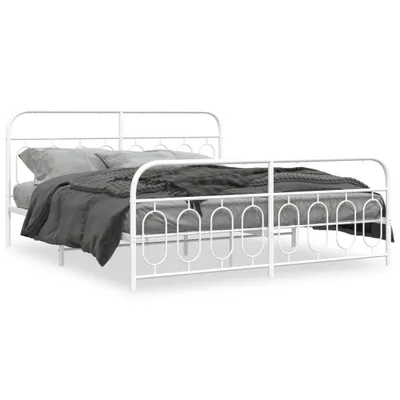 Obrázok produktu pre vidaXL Posteľná posteľ s čelom a nohami kovová biela 183x213 cm