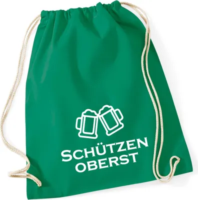Produktbild von Huuraa Turnbeutel Schützenoberst Schützenfest 12 Liter Kelly Green Baumwolle Rucksack Geschenkidee