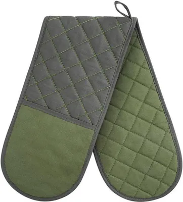 Imagen del producto de Ibenzoa®: Guantes de horno resistentes al calor, hechos de algodón con revestimiento de silicona, hasta 250°C, 33 cm, 2 pares, agarre antideslizante, aptos para lavavajillas