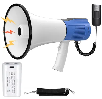 Produktbild von Lautsprecher Megafon Sirene - 120 W - Reichweite 2000 m - Bluetooth und Mikrofon - Schultergurt
