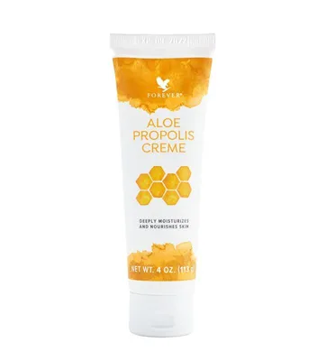 A tube of Forever Aloe Propolis Creme is shown against a white background.