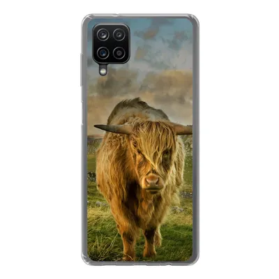 Produktbild von MuchoWow® Handyhülle Schutzhülle Hülle für Samsung Galaxy A12 Schottischer Highlander - Gras - Berg Silikon Softcase Handy Hülle - Bild