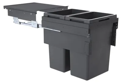 Image de Collecteur de déchets Hailo 3619721 CE Slide Euro-Cargo 2x 38 litres gris foncé