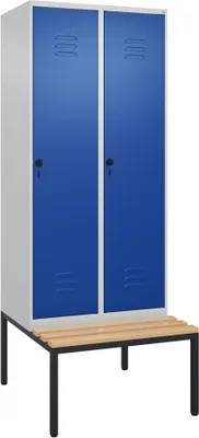 Produktbild von C+P Garderobenschrank "Classic Plus", Abteilbreite 40 cm, mit Sitzbank, Enzianblau (RAL 5010), 212x80x50 cm/ 2 Fächer