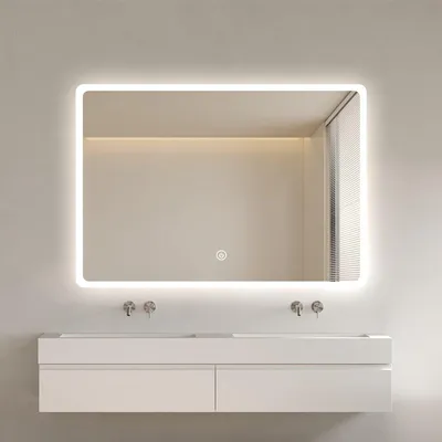 Produktbild von FENOMÉ Badspiegel mit integrierter LED-Beleuchtung & Spiegelheizung – 70 × 100 cm