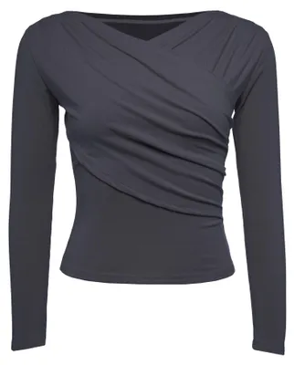 Produktbild von Damen Bluse grau XS mit Stehkragen und regulärer Passform