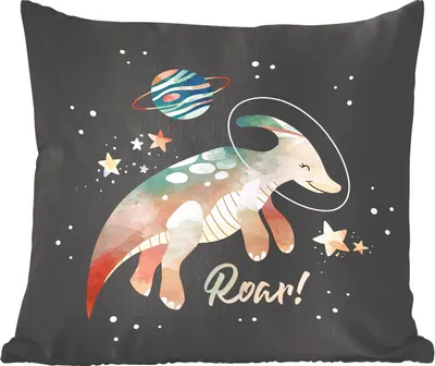 Produktbild von MuchoWow® Zierkissen Sofakissen Wohnzimmer Dekokissen 40x40 cm Zitate - 'Brüllen' - Sprichwörter - Raum - Jungen - Kinder - Mädchen - Kinder - Foto Kissen - Schlafzimmer Dekoration