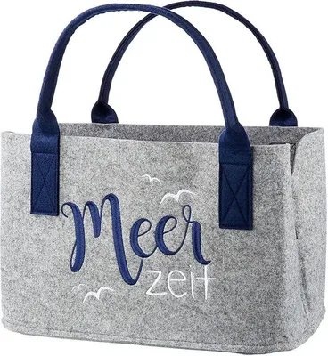 Produktbild von Große maritime Filztasche. Shopping Komfort auf 40 x 26 x 26 cm. Modell MEERZEIT. Viel Stauraum