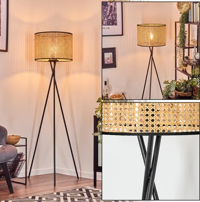 Produktbild von Casalina Stehlampe aus Metall/Rattan in Schwarz/Natur