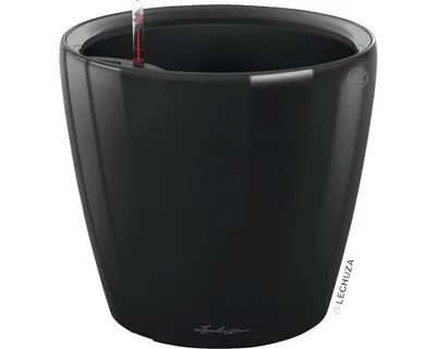 Obrázek produktu pro Plastový samozavlažovací květináč Lechuza Classico Color LS Ø 22 x 20,5 cm černý včetně zavlažovacího systému, vložky na rostliny, substrátu a ukazatele hladiny vody