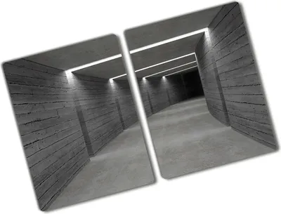 Produktbild von Tulup Glas Herdabdeckplatte - 2x40x52 cm - Glaskeramikkochfeld-Abdeckung Spritzschutz Glasabdeckplatte Kochplattenabdeckung und Schneidebrett - Zweiteilig - Sehenswürdigkeiten & Architektur - Beton - Grau