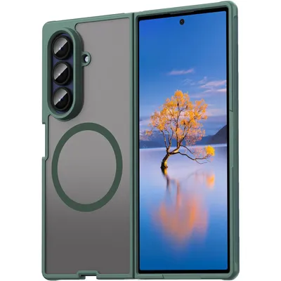 Image de Etui pour Samsung Galaxy Z Fold7, dos mat translucide avec protection de l'appareil photo, étui de protection antichoc Vert