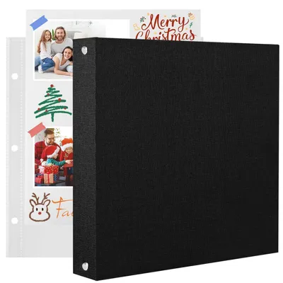 Immagine prodotto di Album fotografico "scrapbook" da 22x22 cm, rivestito in lino nero, con 40 pagine da personalizzare