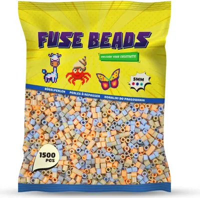 Produktbild von Benny Beads Bügelperlen 1500 Stück, Midi-Größe 5mm, Kreatives Bastelzubehör DIY Fuse Beads (Nude Pastell)