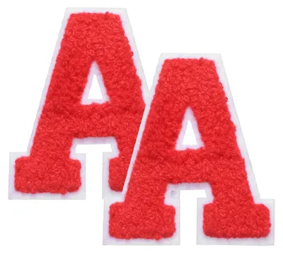 2x Buchstabe A Aufbügelpatches, Chenille, rot, 7x6,2 cm