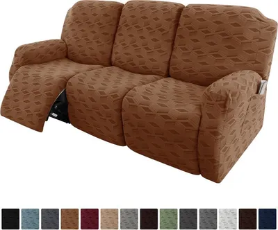 Produktbild von Hussen – Elastischer Sofabezug für Relaxsessel, 3-Sitzer (3-teilig), Hellbraun, Vollständiger Sofaschoner fürs Wohnzimmer